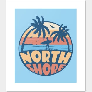 Vintage Surfing North Shore Oahu, Hawaii // Retro Summer Vibes // Grunge Surfer Sunset Posters and Art